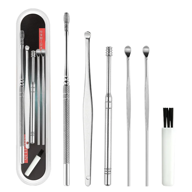 6Pcs-set-Ear-Wax-Pickers-Stainless-Steel-Earpick-Wax-Remover-piercing ...