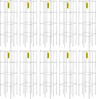 Tomato Cages, 11.8" x 11.8" x 46.1", 10 Packs Square Plant Support Cages, Silver PVC-Coated Steel Tomato Towers 1