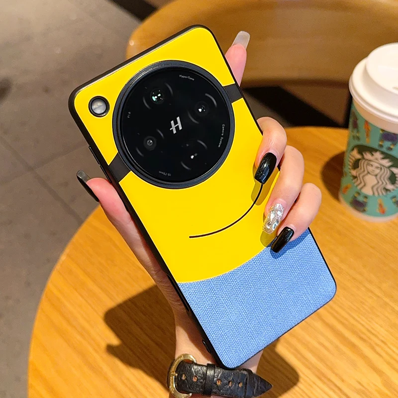Large-Eye Yellow Pattern Leather Shockproof & Fingerprint-Resistant Phone Case
