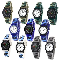 Boys Girls Fashion Camouflage Silicone Strap Quartz Watches Children Kids Students Digital Cool Waterproof Clocks 1