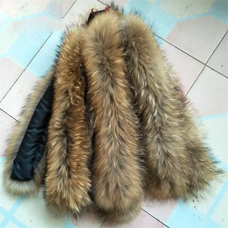 Real Raccoon Fur Collar For Kids Parkas Coats 50cm Natural fur Girl Boy Winter Jackets Scarves Long Warm Genuine Zxx55