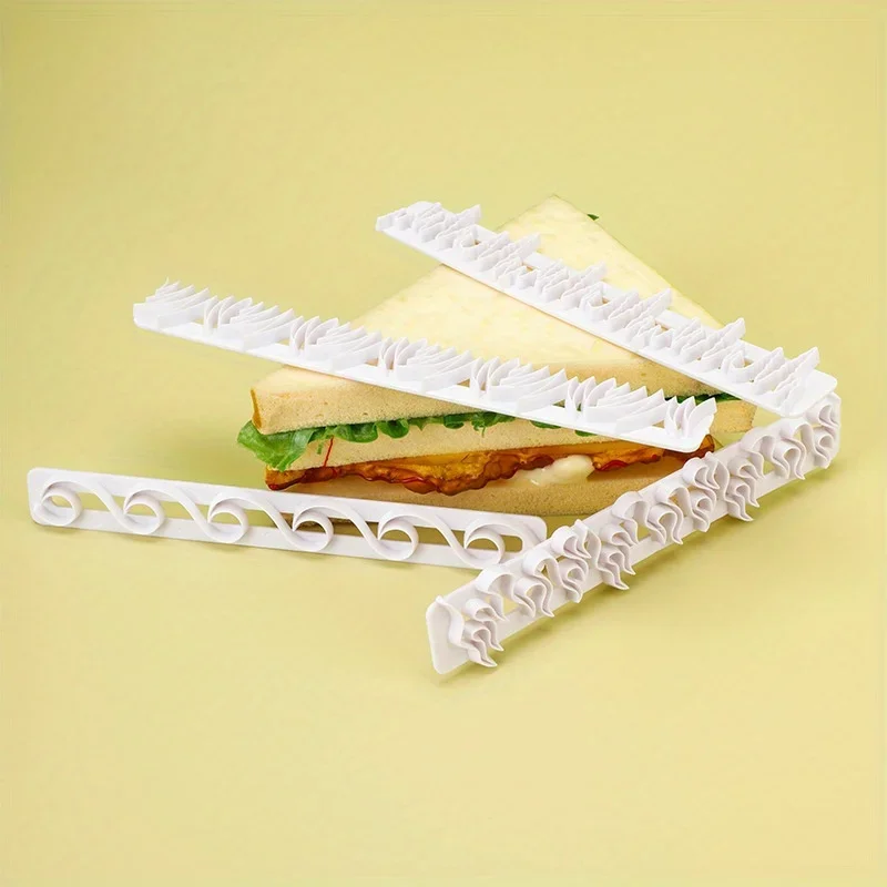 4pcs/Set Cookie Fondant Pastry Cutters Grass Waves Fire Ice Shape Cake Around Decor, Embossed Strips Fondant Cake Baking Set