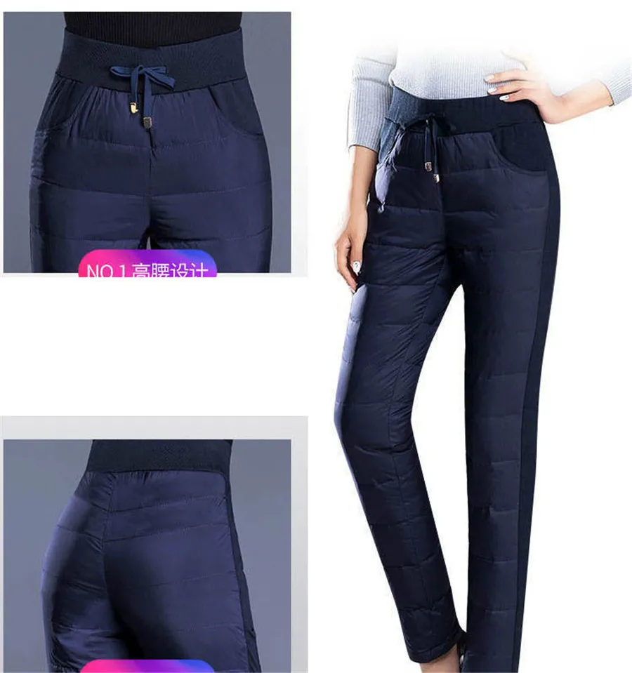 Mom's Winter Vintage Warm Thicken Pants Down Cotton High Waist Pencil Trousers Thick Snow Wear Skinny Oversized 4xl Pantalones
