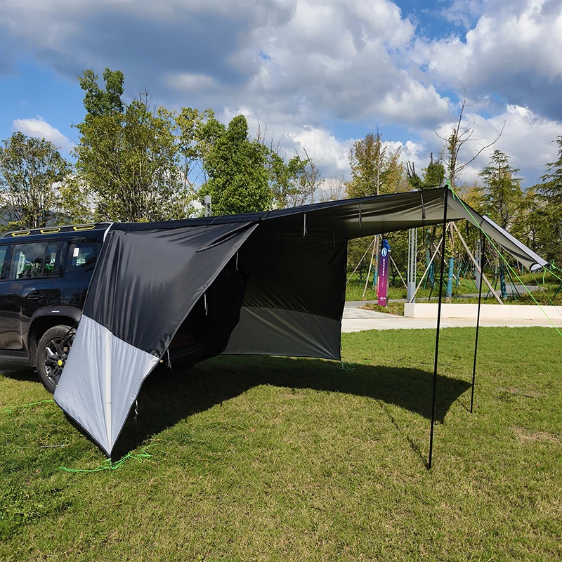 SUV Tailgate Tent with Awning Shade and Mesh Screen Door, Car