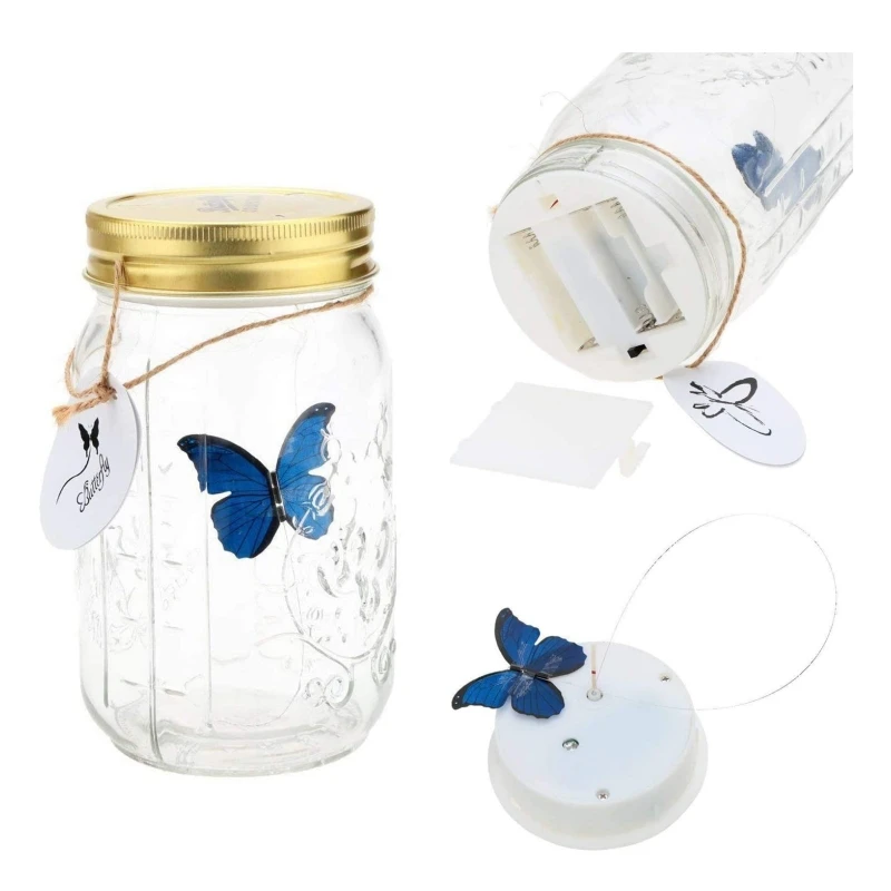 1PC LED Animated Butterfly In A Jar Fluttering Amazing Collection Battery Operated