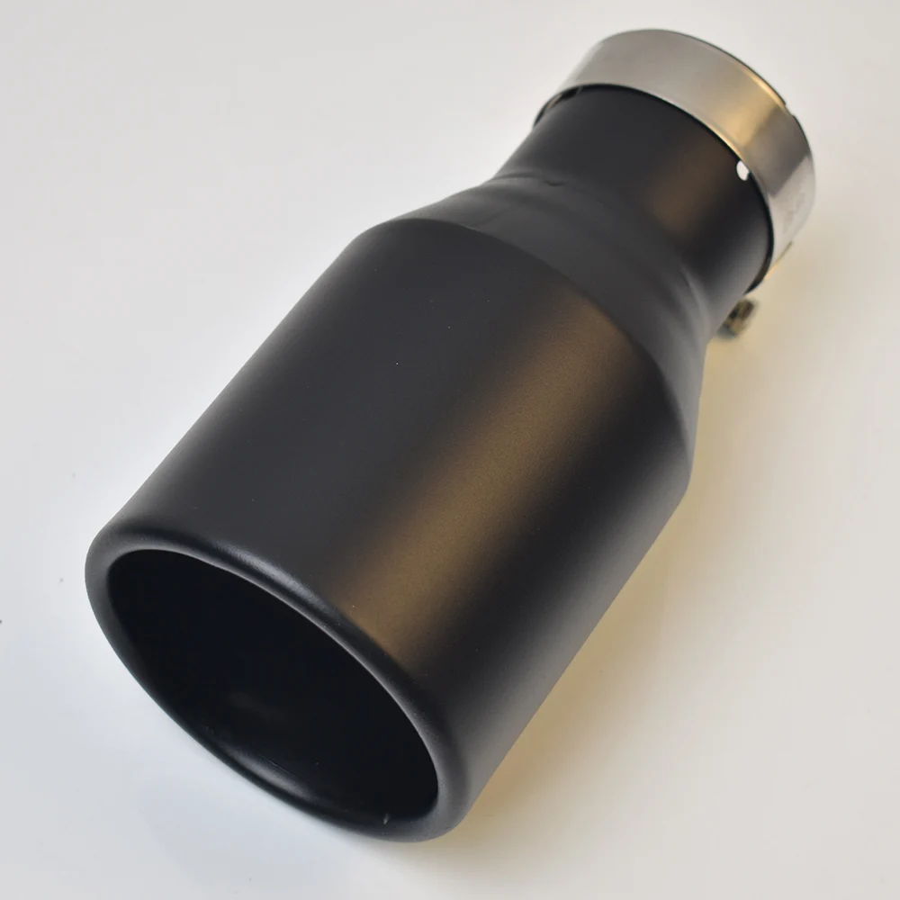 1PC Universal Car Accessories Stainless Steel Curly Flange Muffler Matt Black Tip End Pipe