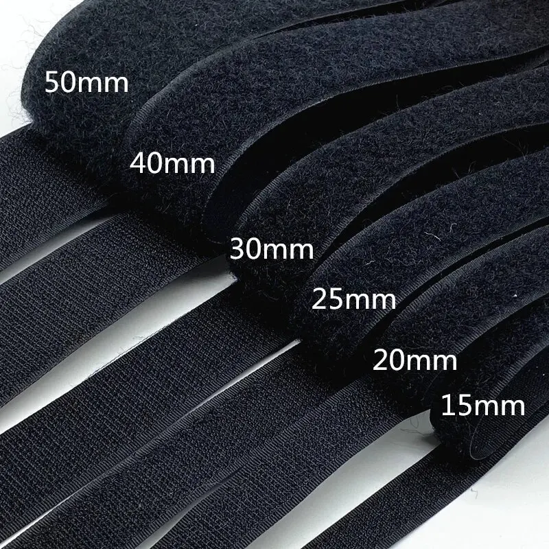 Durable Sew-On Velcro Tape | Non-Adhesive Nylon Hook and Loop for Fabric, Accessories, Crafts | 1M Roll in Various Widths