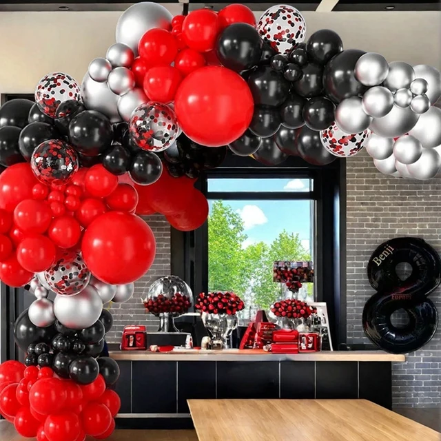20/40 pièces ballons de couleurs mélangées noir et rouge ballons confettis de 12 pouces, ensemble de ballons de décoration de mariage et d'anniversaire, anniversaire D 5
