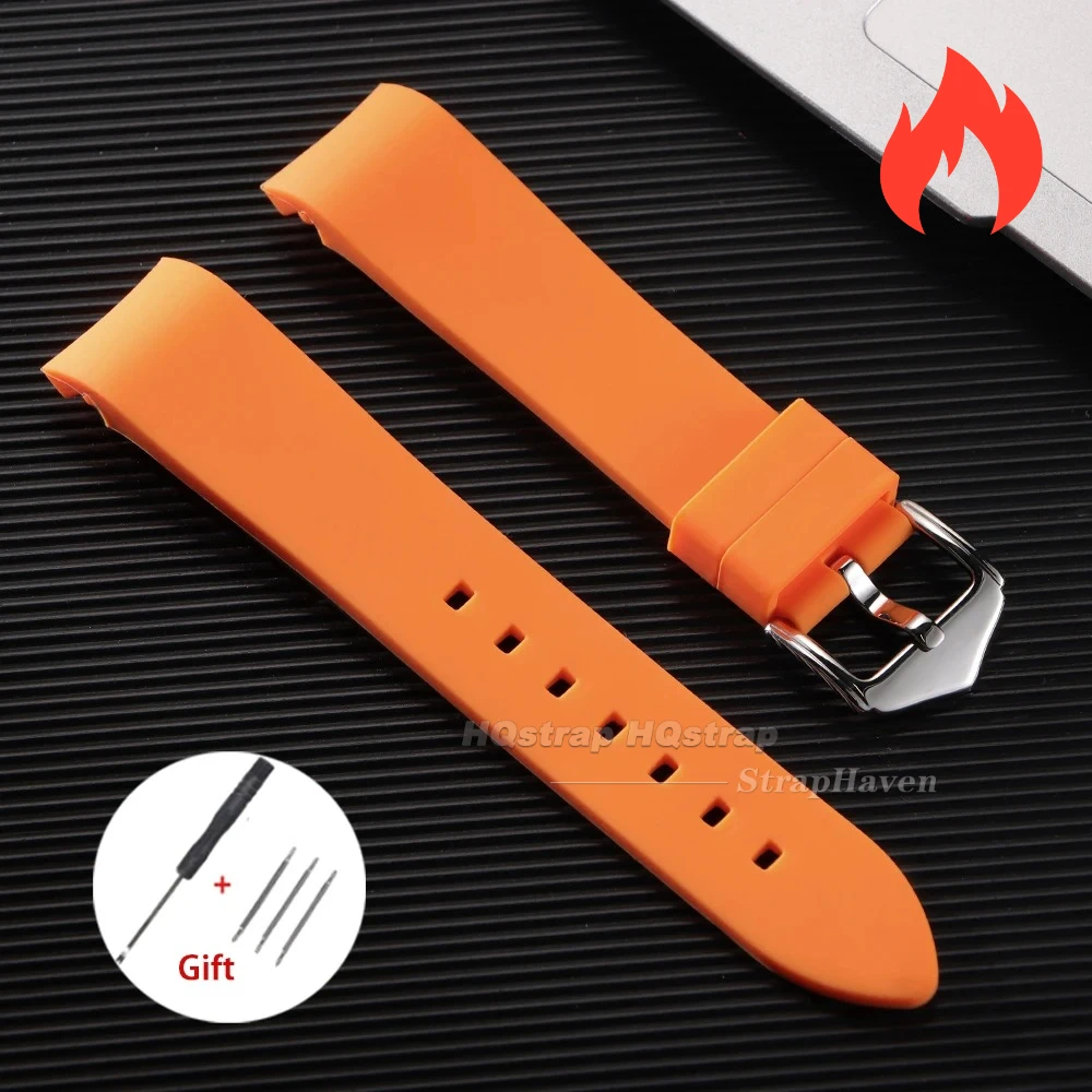 Enhanced Silicone Sport Strap - Curved End, Universal Waterproof Wristband (Multiple Widths Available)
