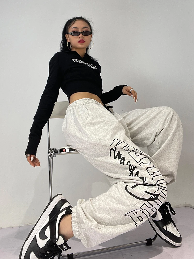 

Woman Harem Pants Y2k Oversize Jogger Pants Punk Clothes Harajuku Fashion Black Goth Casual Hip Hop Street Lettering Sweatpants