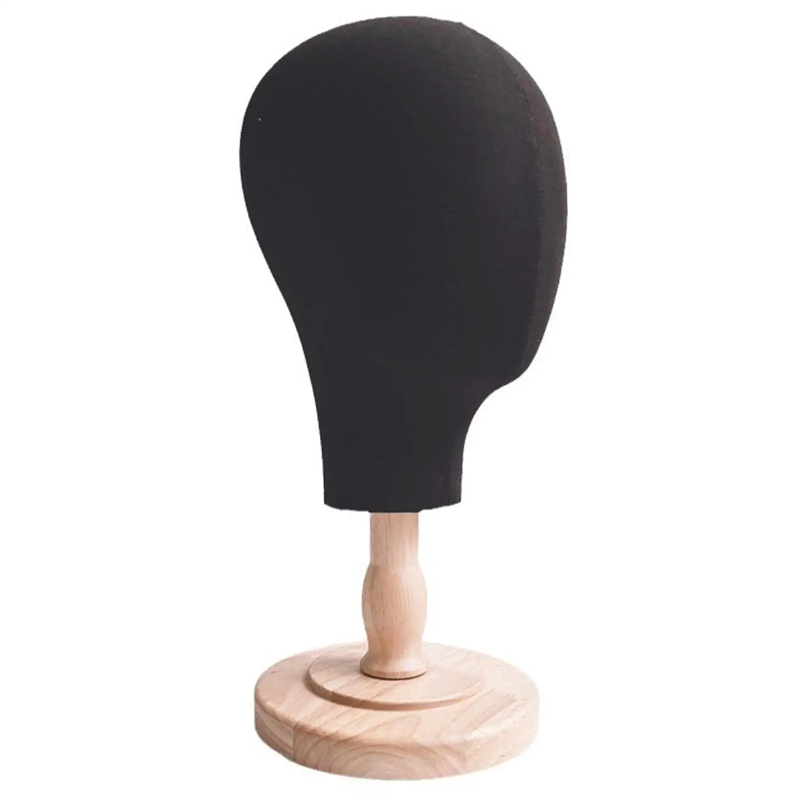 Manikin Head Insertable Pins Sturdy Hats Wig Display Stand with Wood Base Wig Head Model for Hat Jewelry Scarves Glasses Headset