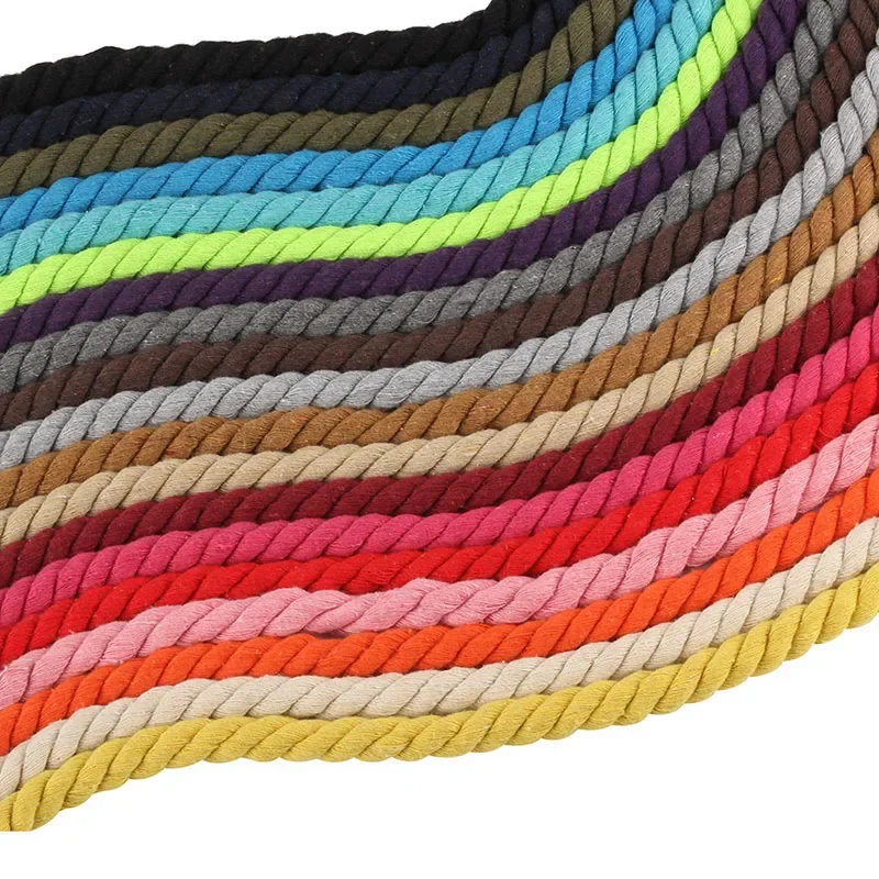 5 Meters 12mm Twisted Cord Cotton Rope Colorful For Handbag Home Decor DIY Textile Accessories Red Yellow Khaki Pink Green