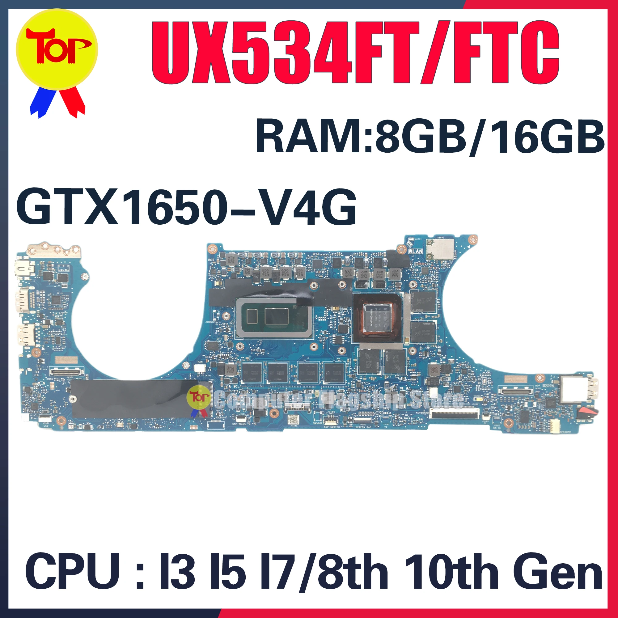 Материнская плата KEFU UX534FT UX534FA BX534FT BX534FTC BX533FTC UX534FTC RX534FTC, материнская плата для ноутбука I5 I7 GTX1650/UMA 8G/16G-RAM