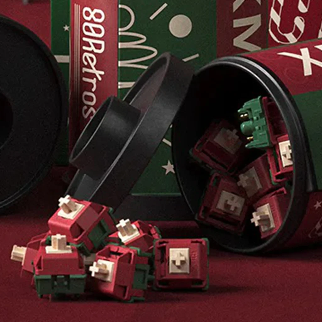 80레트로스 x HMX XMAS 스위치 리니어 40g HMX P3 PA66 T2 3.8MM 커스텀 스위치 딥 보이스 레트로 아티스틱 기계식 키보드 스위치