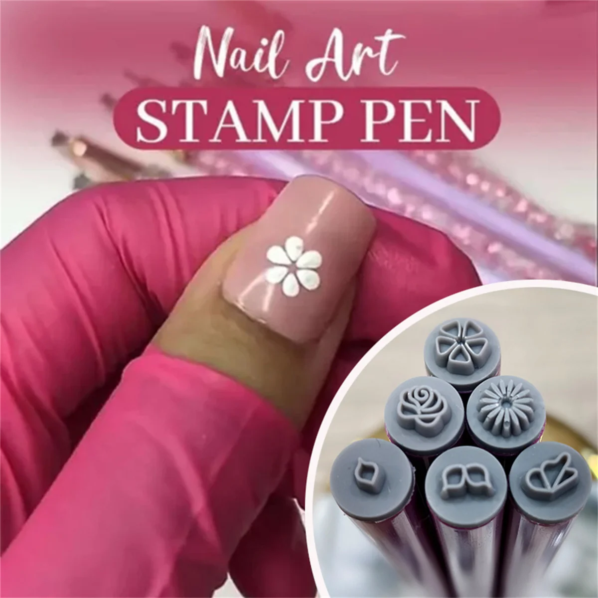 6/10pcs Nail Transfer Pen Multi functional Tool Graffiti Pointillism Printing Silicone Seal Pen DIY Nail Art Creation Decoration 2