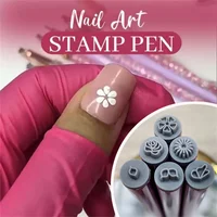 6/10pcs Nail Transfer Pen Multi functional Tool Graffiti Pointillism Printing Silicone Seal Pen DIY Nail Art Creation Decoration 2