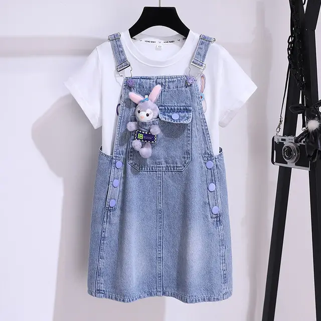 Ensemble de robe à bretelles en Denim pour filles de à 12 ans, T