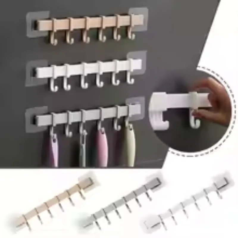 Self Adhesive Wall Hooks Hooks Wall Mounted Hanger with Sticker Heavy Duty Kitchen Rail Rack Bathroom PP Coat Hat Holder Clothes Towel Storage Hook