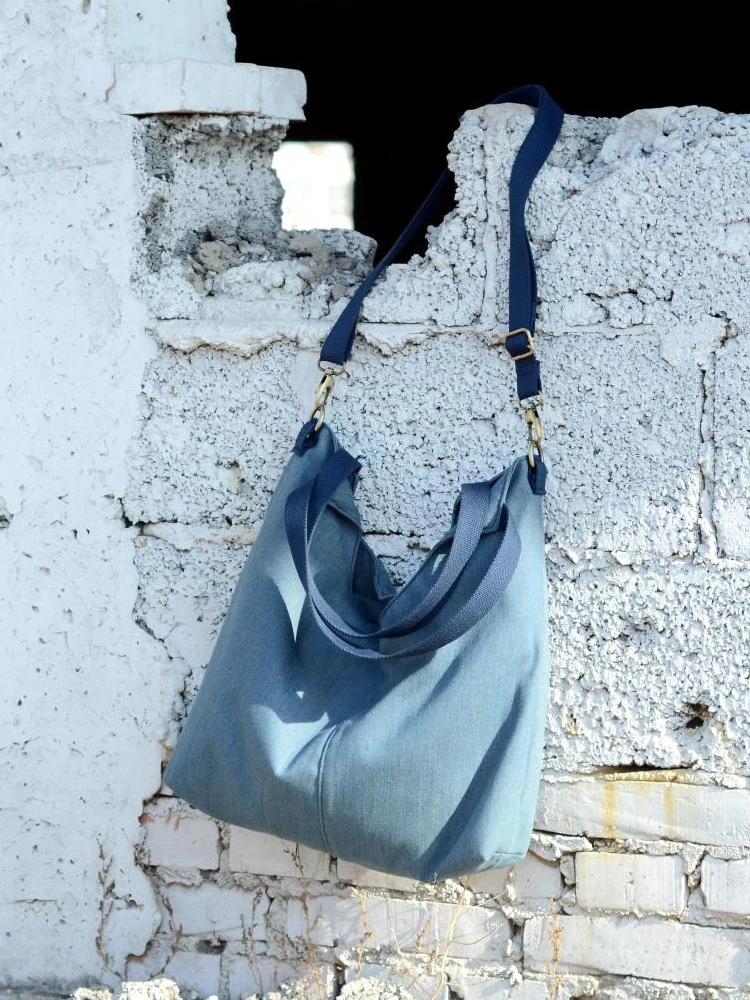 Original Design Denim Canvas Shoulder Women's Bag Art Retro Japanese Style Casual And Simple Large Capacity Crossbody Women' Bag