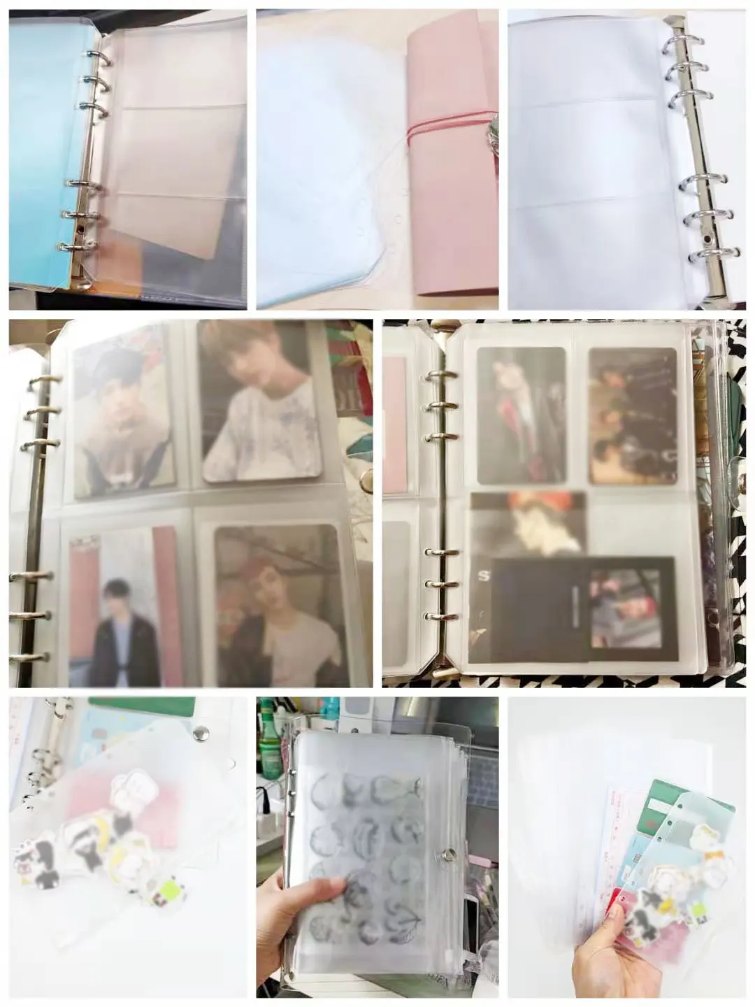 10Pcs A5A6A7 Transparent Storage Cards Holder Accessories PVC Binder Ring Notebook 6 Hole Zipper Bag Pouch Loose Leaf Filing Bag file folder,file holder,document storage bag