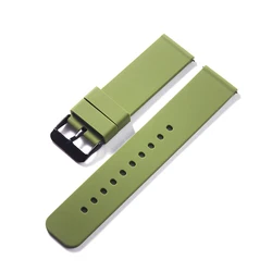 Waterproof Silicone Quick Release Watch Band - Soft Rubber Strap Bracelet - 24mm (Army green - black)