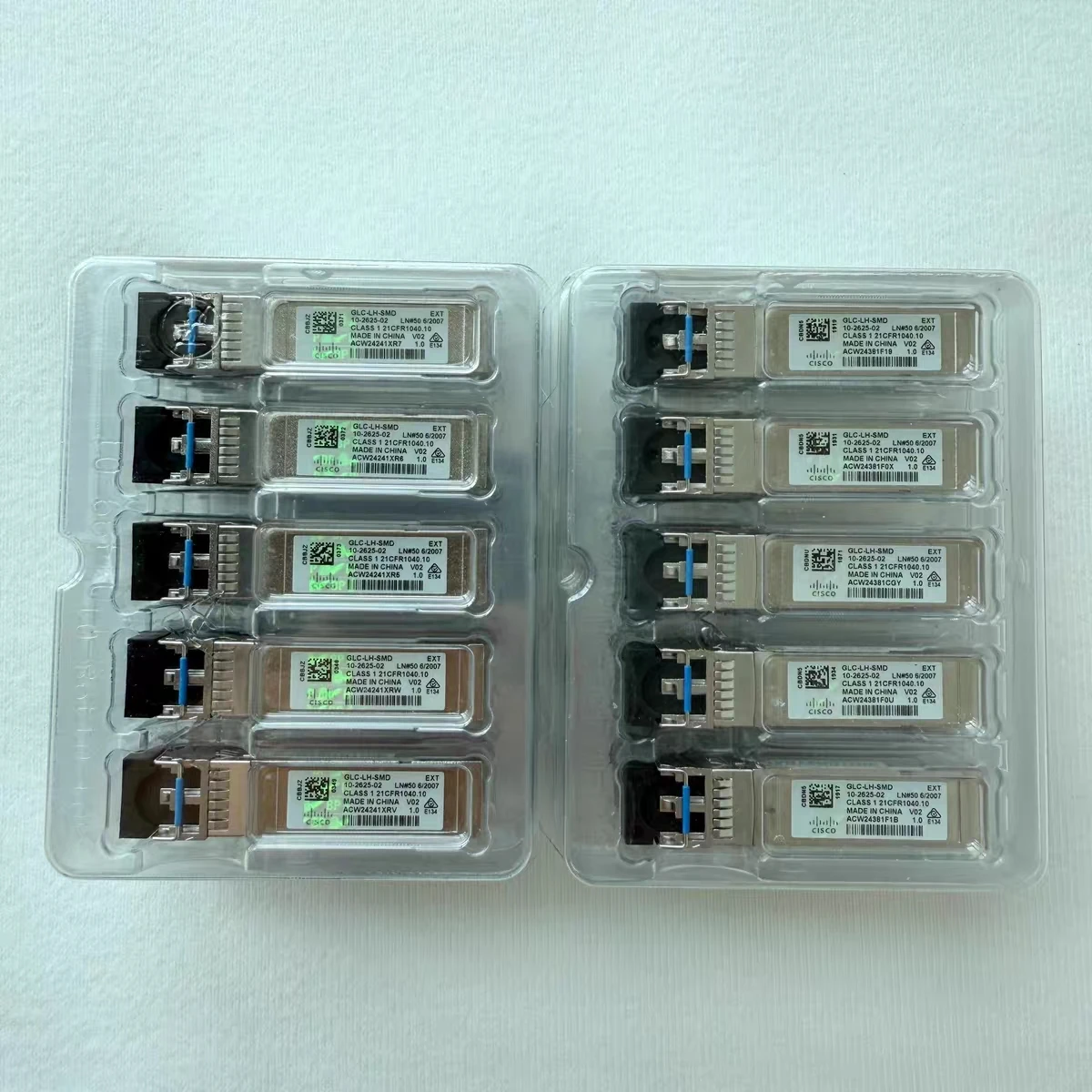 Cisco GLC-LH-SMD SFP 트랜시버 모듈 1000BASE-LX/LH 단일 모드 1310nm 10km 듀얼 LC DOM 기가비트 광섬유 모듈용