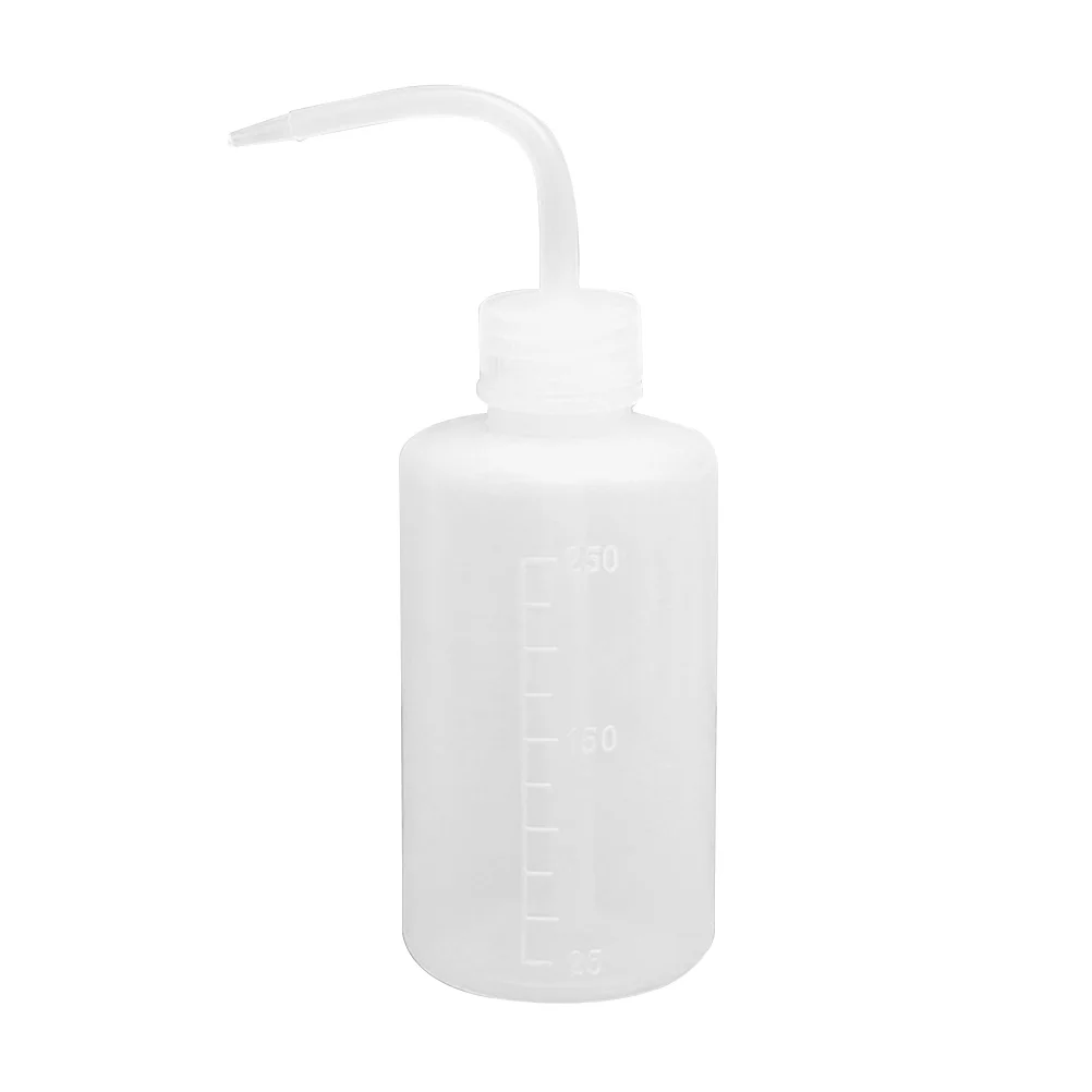 

Laboratory Jars 250ml Plastic Clear Bottle with Bent Spout Squeeze Measuring Bottle Cleaning Soap Holder for Gardening