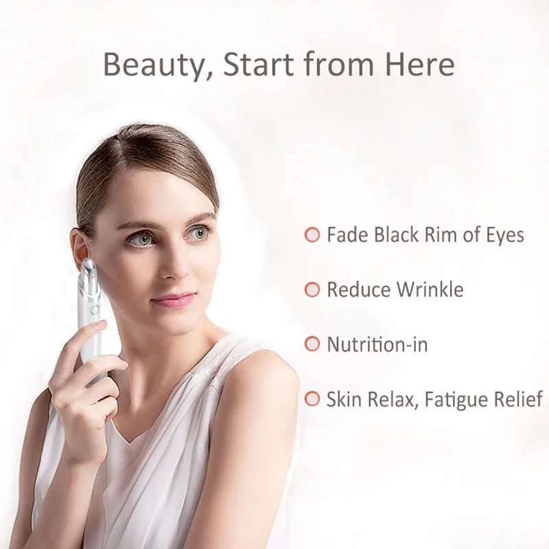 Multifunction Anti-wrinkle Device Therapy Tool Electric Heat Eye Massager Pen Private Label skin care device