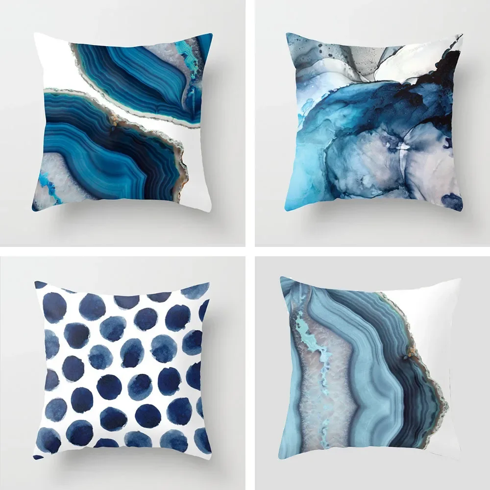 

New Blue Geometric Throw Pillow Nordic Pillow Cover Sofa Throw Pillow Cushion Backrest Office Nap