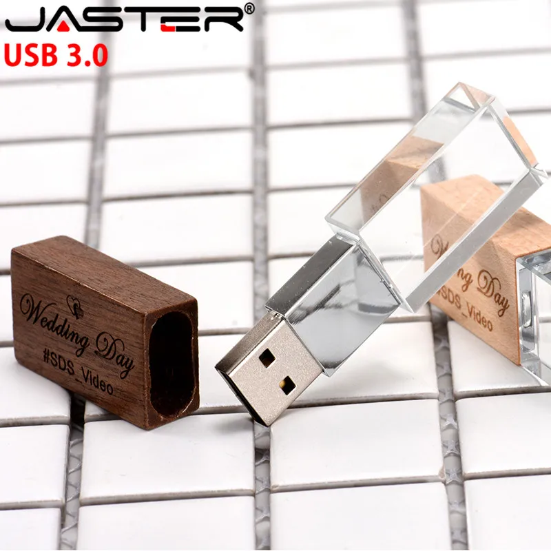 Jaster-high Velocidade Memory Sticks com Logotipo Personalizado Gratuito Fotografia de Casamento Cristal de Madeira Usb 3.0 16gb 32gb 64gb - Imagem 2