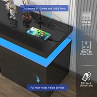 66 Inch LED TV Stand for 70/75 Inch TV, Modern Gaming TV Cabinet with Power Outlet, High Gloss Entertainment Center with Storage 4