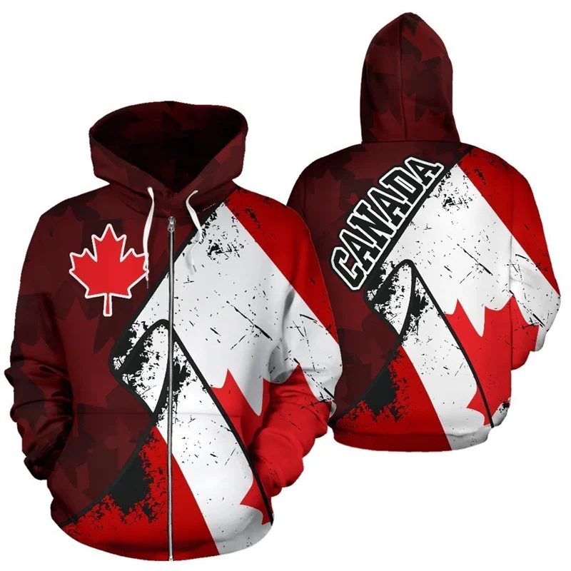 thumbnail image 1 of Sudadera con capucha con cremallera y estampado 3D de Maple Leaf Generation para hombre y mujer, estilo urbano, nueva ropa Y2k, 1 of 5