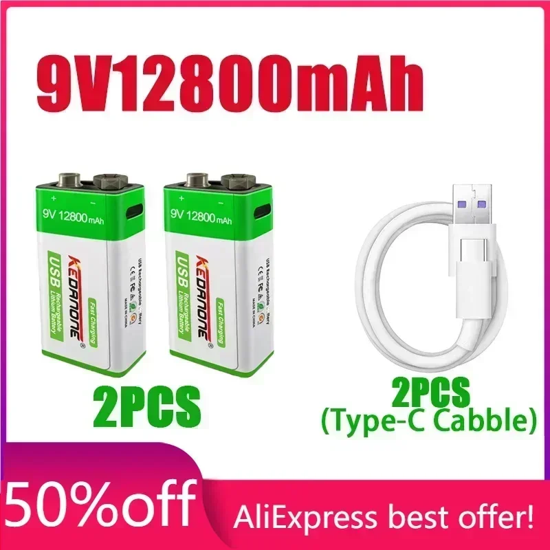 

NEW 9V 12800mAh li-ion Rechargeable battery Micro USB Batteries 9 v lithium for Multimeter Microphone Toy Remote Control KTV use