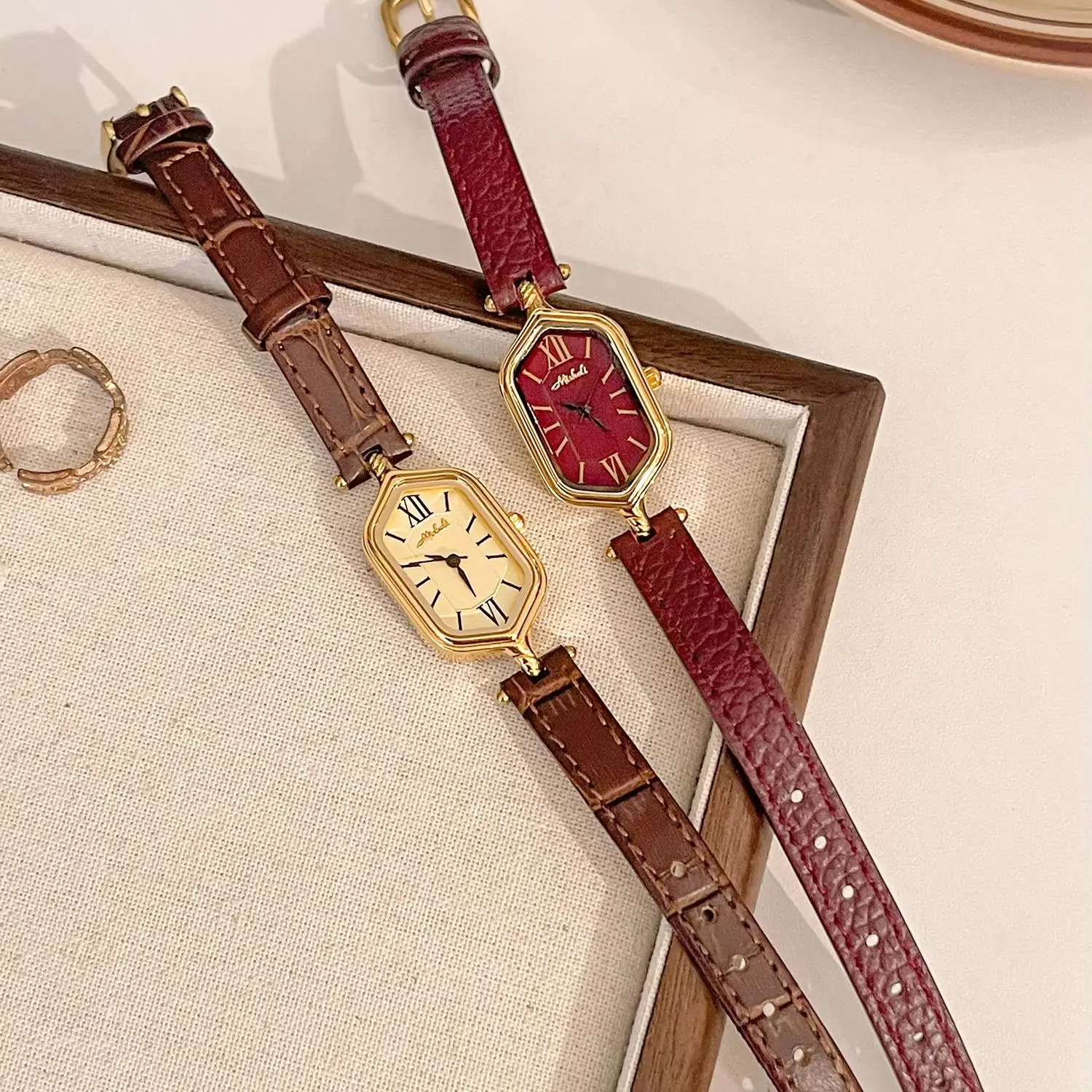 Vintage Roman Digital Luxury Watch for Women, Waterproof Leather Strap, High Quality Elegant Quartz Women's Watches Gift Clock - 4