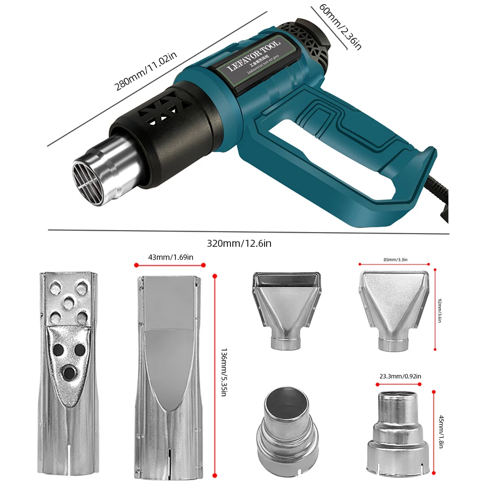 2000W Heat gun Hot Air Machine 110V 220V Handheld Electric Heat Gun Industrial Hot Air Gun Soldering Station Tools with Nozzles 6