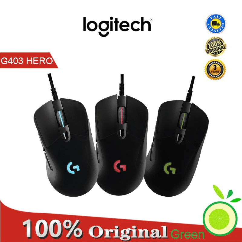 

Профессиональная игровая мышь Logitech G403 HERO, проводная мышь, подсветка, регулируемая, ноутбук, USB, для офиса и дома