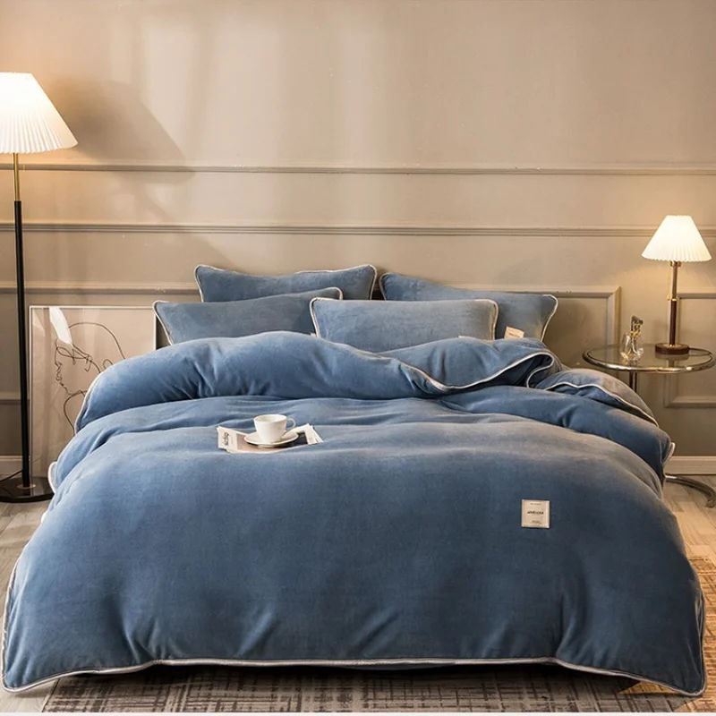 Warm Crystal Velvet Duvet Cover Antistatic Soft Short Plush Quilt Cover Queen King Size Winter