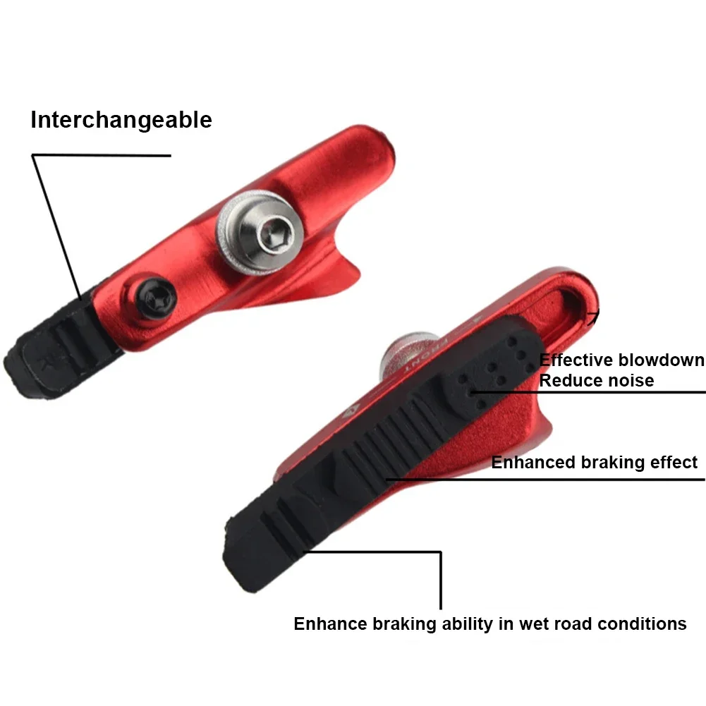 2Pcs Bike Brake Pads Aluminum Replaceable Brake Shoes Drawer Rubber Block Noise Reduction Brake Block Bicycle Accessories