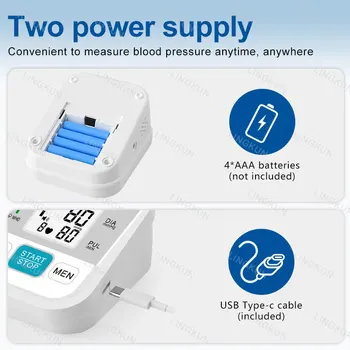 Medical Automatic Pressure Tonometer Tensiometer Heart Rate Pulse Meter BP Monitor Healthy Digital Arm Blood Pressure Meter Cuff 5
