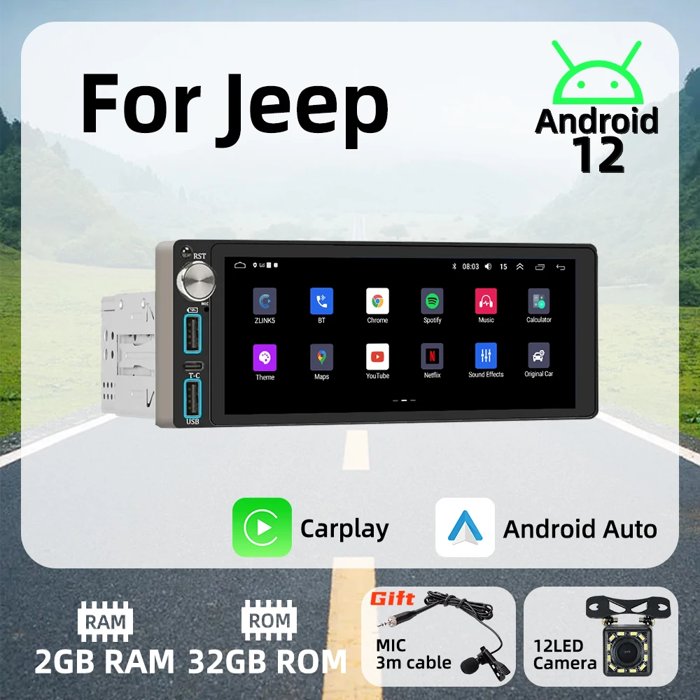 

Автомагнитола Carplay, 6,86 дюйма, 1 Din, GPS, Wi-Fi