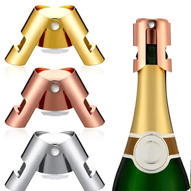thumbnail image 2 of Champagne&Wine Bottle Stoppers Stainless Steel With Food Grade Silicone Leak Proof Keep Fresh Reusable Saver Prosecco Sparkling 2 of 11