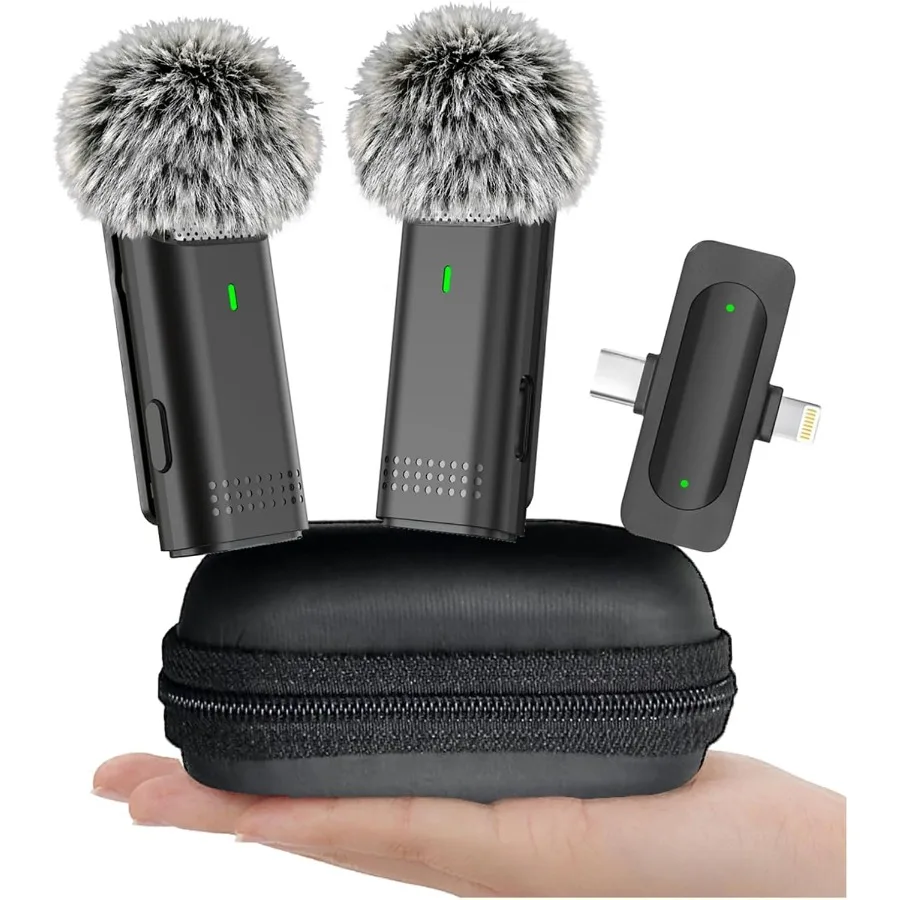 Wireless Clip On Microphones for iPhone Android