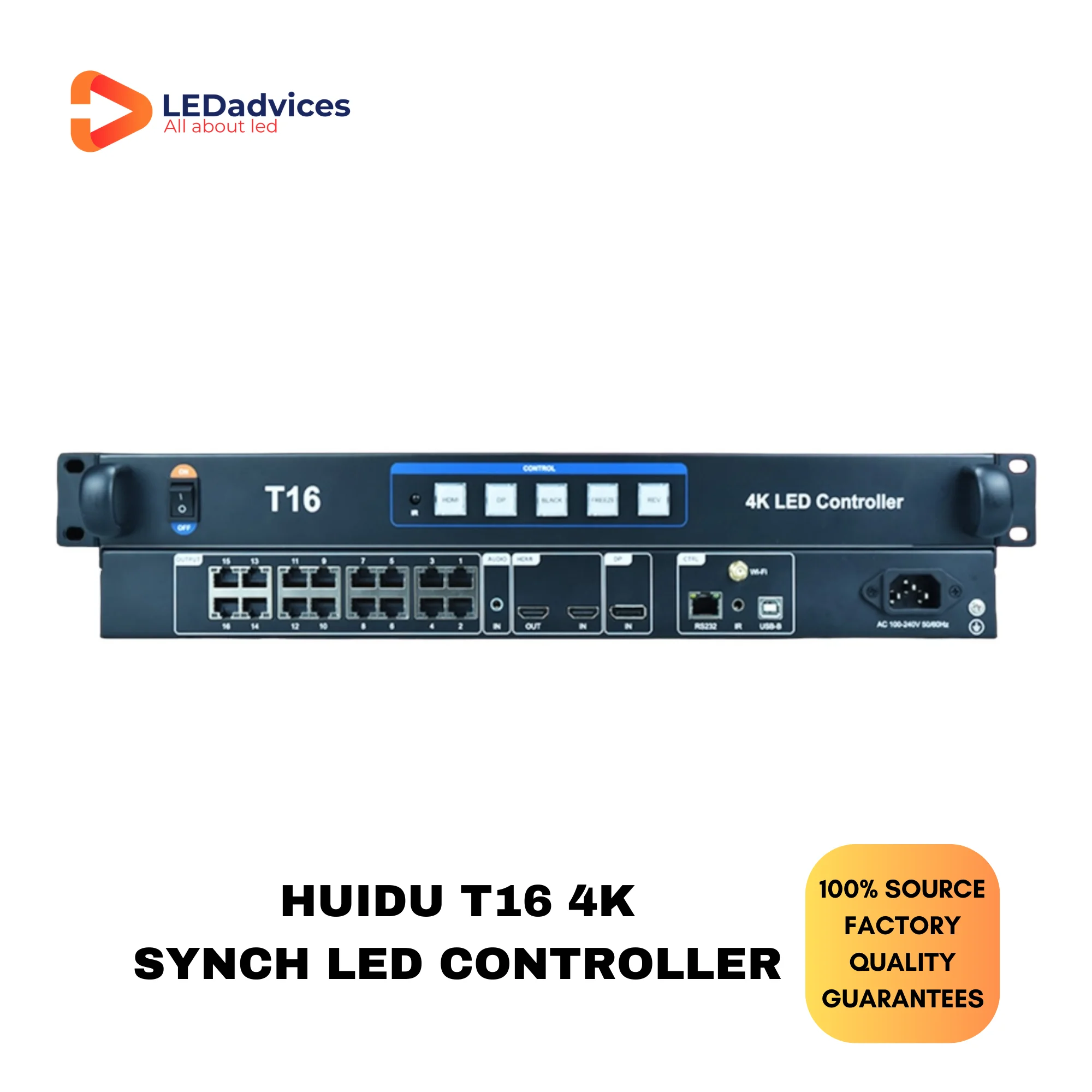 

HUIDU T16 HD-T16 New Release 4K Synch LED Controller 16 RJ45 Port 8.84 Million Pixels WIFI Media Player For Big LED Screen Wall