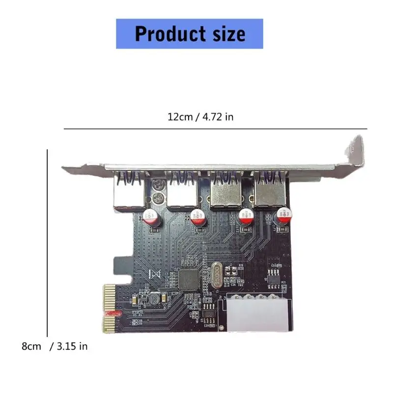 31BA 확장 카드 4 포트 USB3.0 PCIE 데스크탑 컴퓨터 확장 카드 어댑터 데스크탑 용 PCIe USB3.0 컨트롤러 어댑터