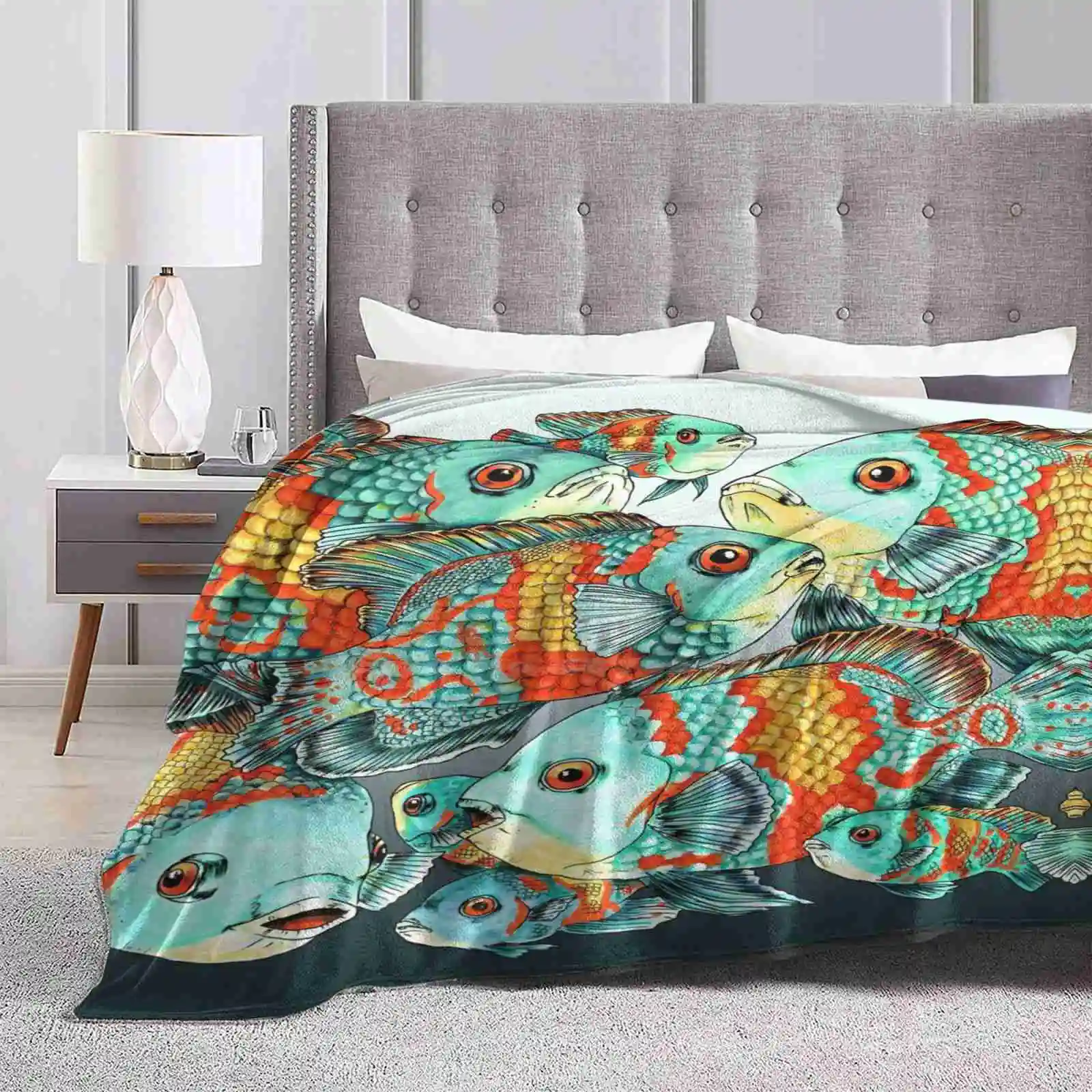 Oscars Ultime Super Soft Warm Light Thin Coperta Oscars School Of Fish Underwater Rabbit Town Art Bunny Rabbittownart