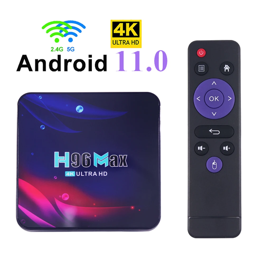 ТВ-приставка Android 11 Bluetooth Wi-Fi RK3318 Rockchip USB 3 0 4 + 64 ГБ H96 Max V11 | Электроника