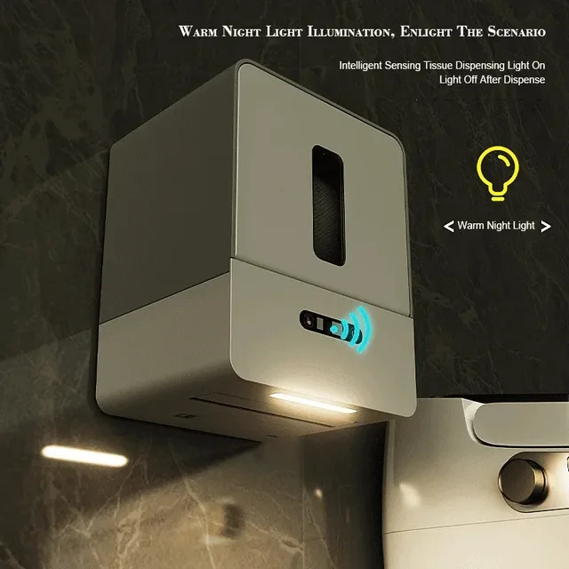 Intelligent Induction Tissue Box Automatic Paper Dispenser Electric Wall Mounted Roll Up Toilet Paper Box Toilet Paper Holder 6