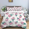 BlessLiving Strawberry Quilt Set Fresh Fruits Thin Comforter Green Leaf Summer Bedding Pink Healthy Food Air-conditioning Duvet 18