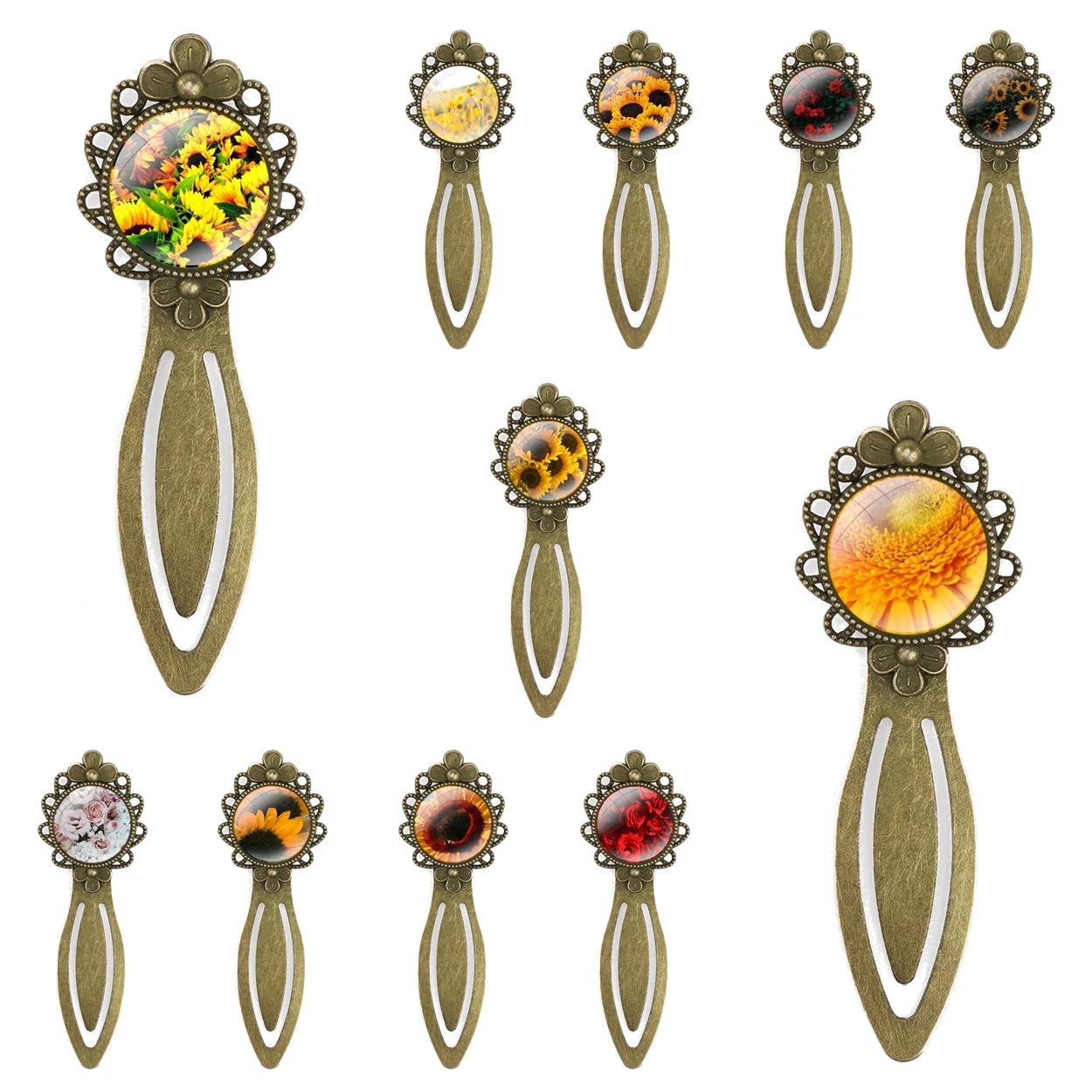 

Cartoon Creative Design Fashion Sunflower Rose Creative Metal Bookmarks Gift For Friends Stationery School Office Supply