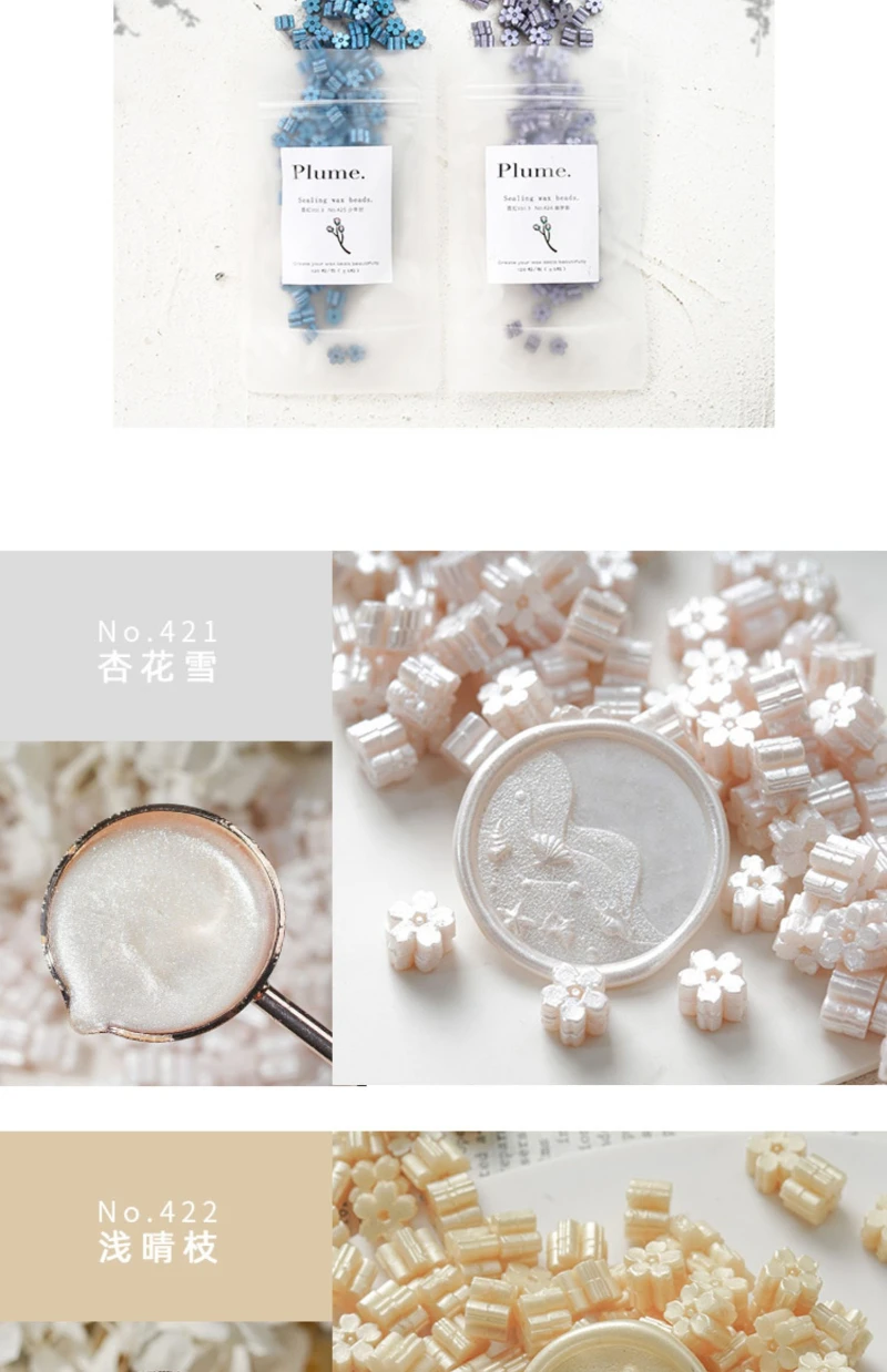 60pcs Sakura Wax Seal Beads INS Glitter Fire Paint Wax Beads DIY Envelope Wedding Invitation Vintage Stamp Craft Supplies